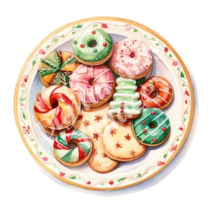 Christmas Cookies Clipart, Christmas Clipart JPGs, Instant Digital Download, Printable Wall Art, Card Making, Junk Journals, Scrapbooking