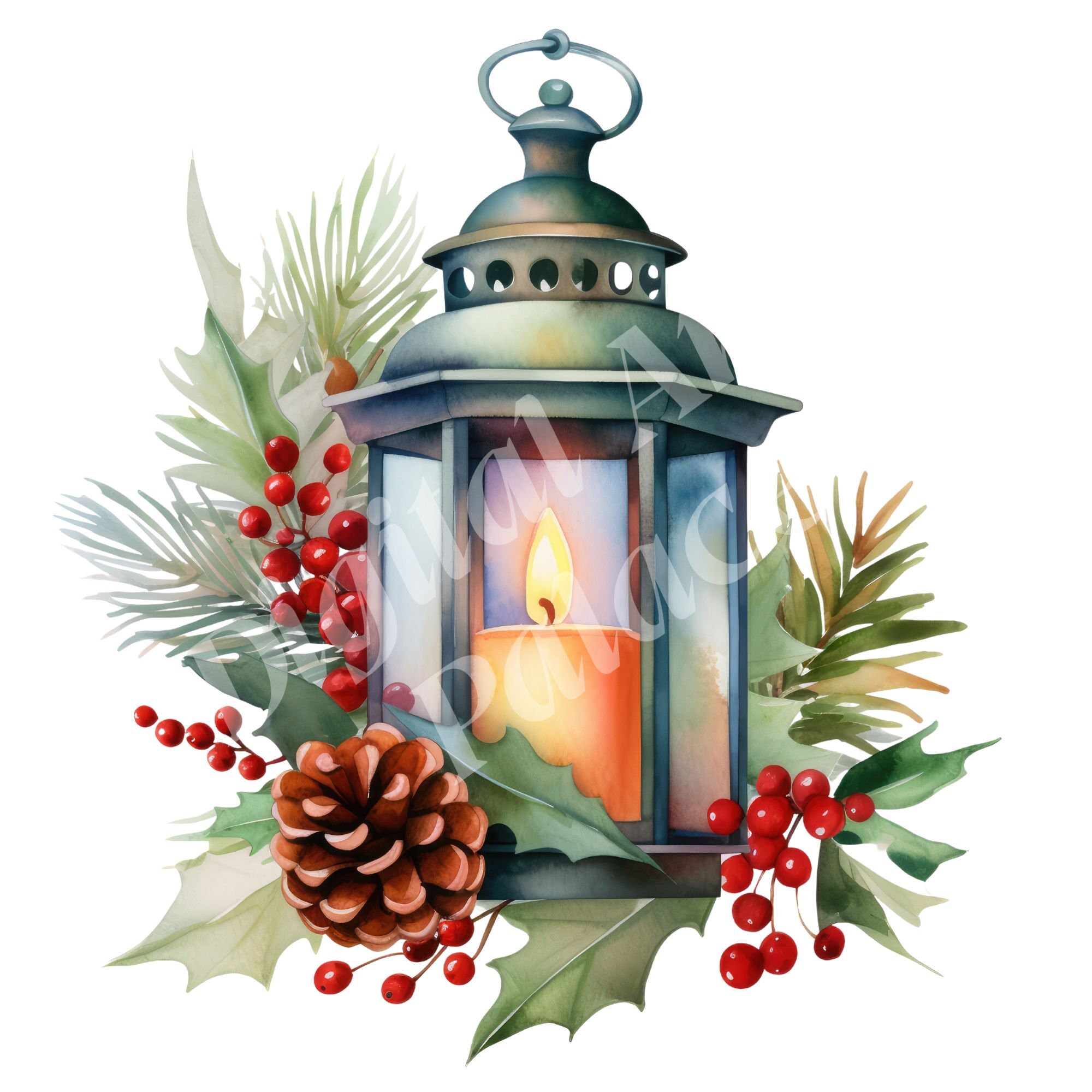Christmas Lantern Clipart Christmas Clipart Jpgs Instant Digital 