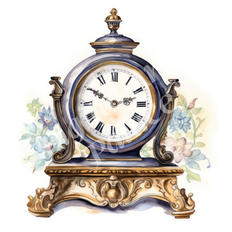 Vintage Clock Clipart, Antique Clock Clipart, Jpgs, Instant Digital ...