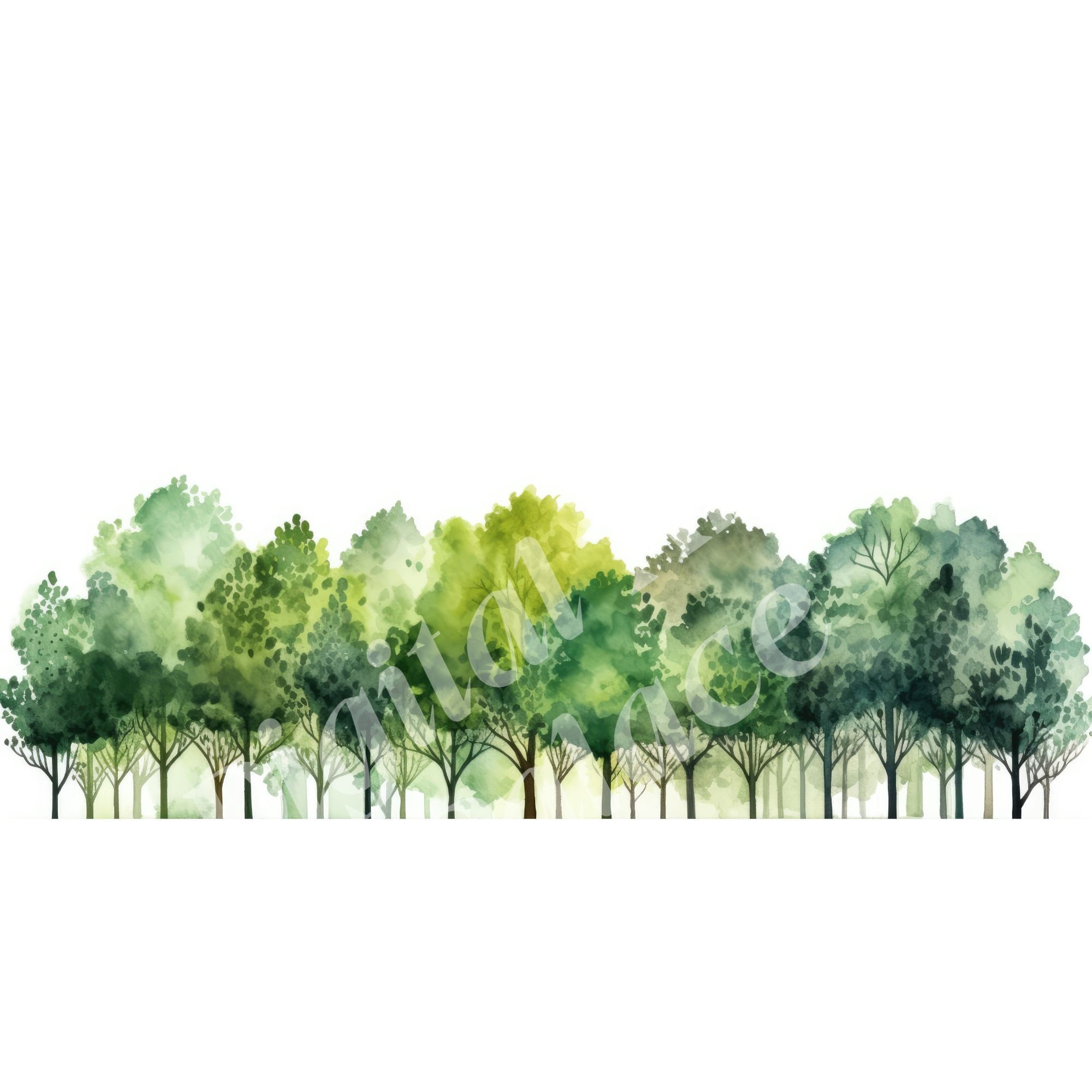 Colorful Tree Border Tree Border Clipart - Trees Watercolor Clipart - Jpgs - Instant Digital ...