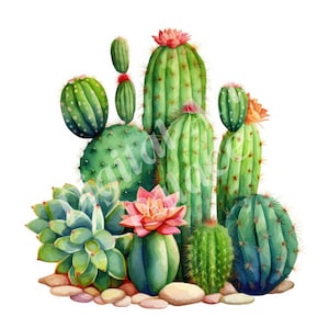 Cactus Clipart, Desert Cactus Clipart, JPG, Téléchargement numérique instantané, Art mural imprimable, Scrapbooking, Junk Journals, Fabrication de cartes