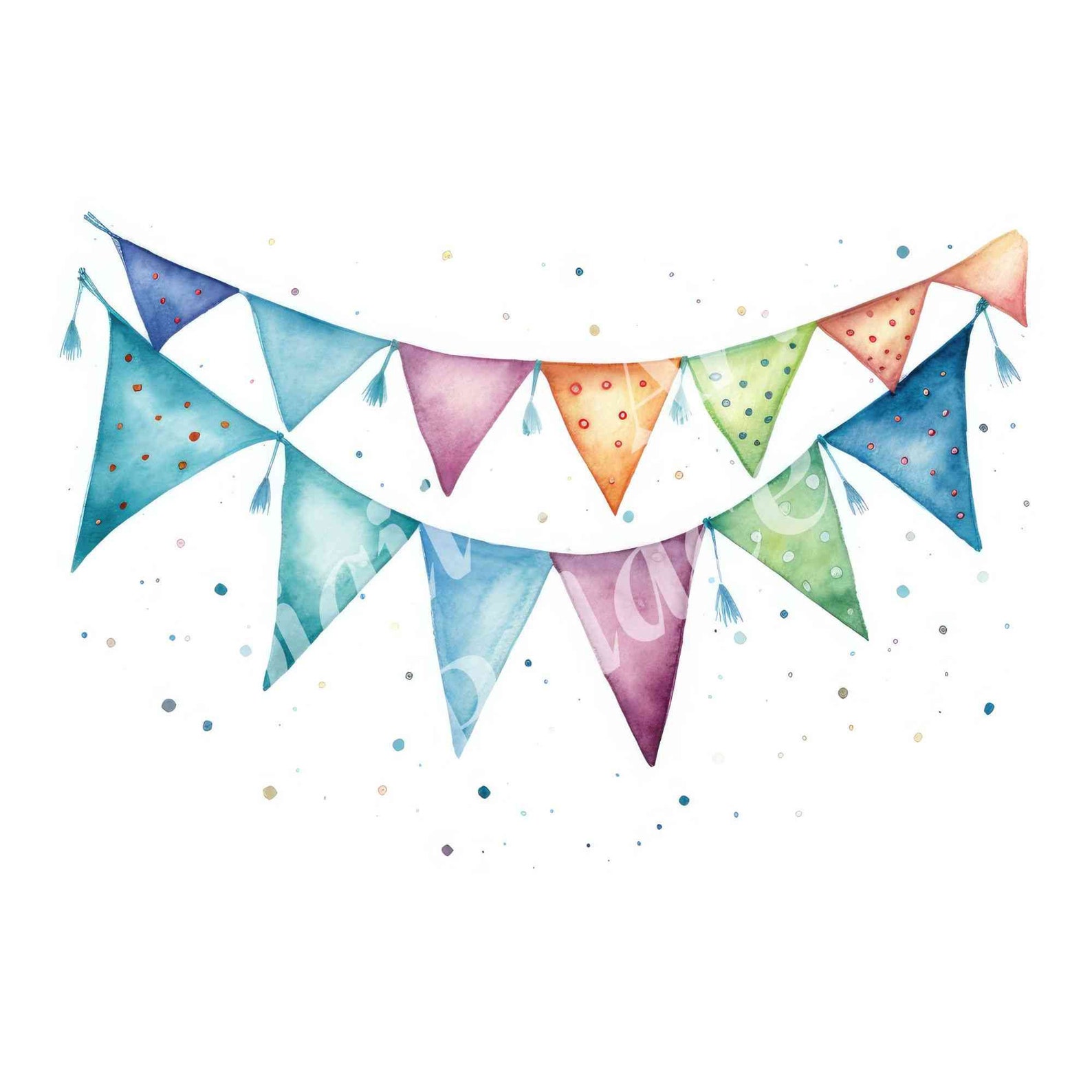 Wimpelkette Clipart Bundle Geburtstag Aquarell Clipart JPGs sofortiger