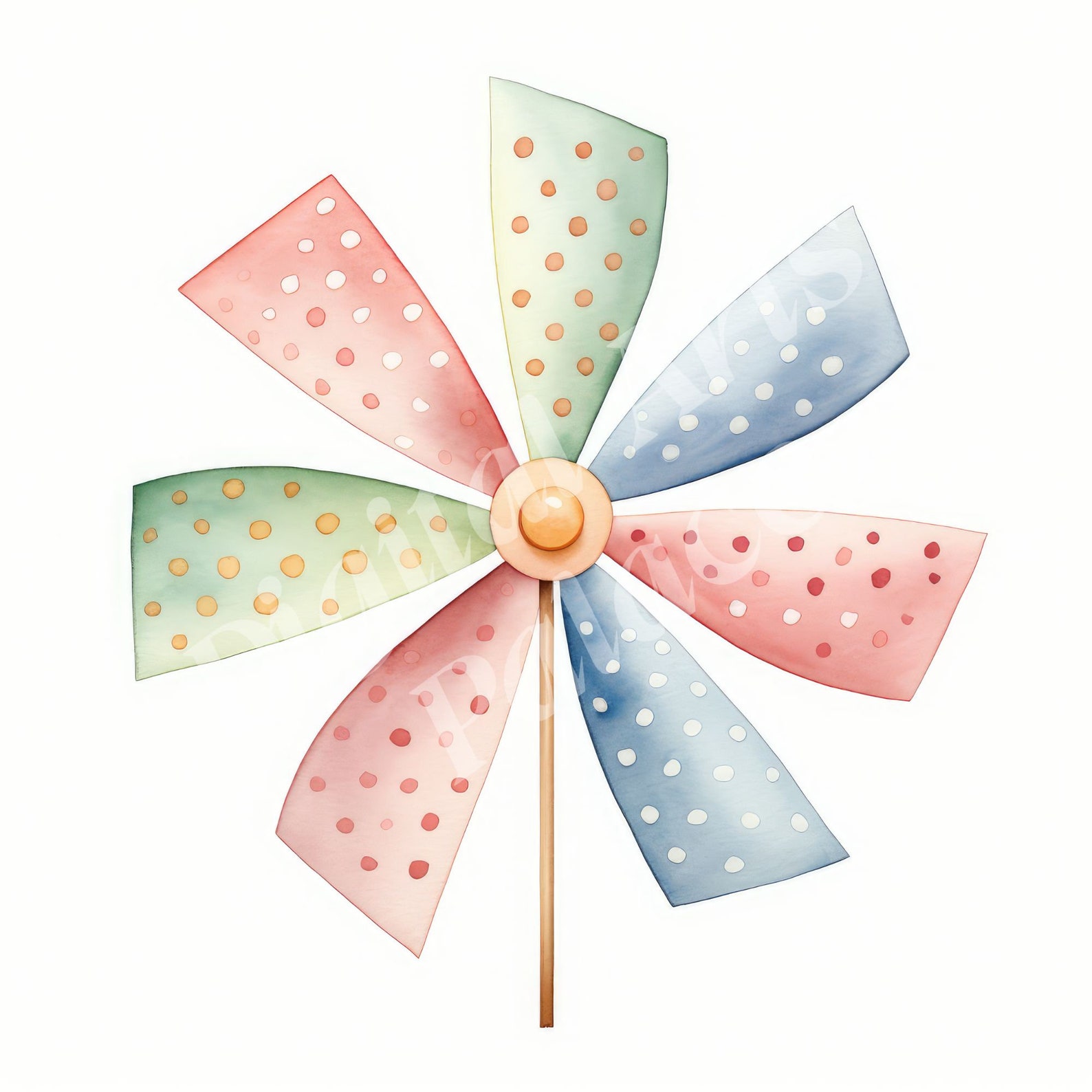 Pinwheel Clipart Bundle - Rainbow Watercolor Pinwheel Clipart - Jpgs ...