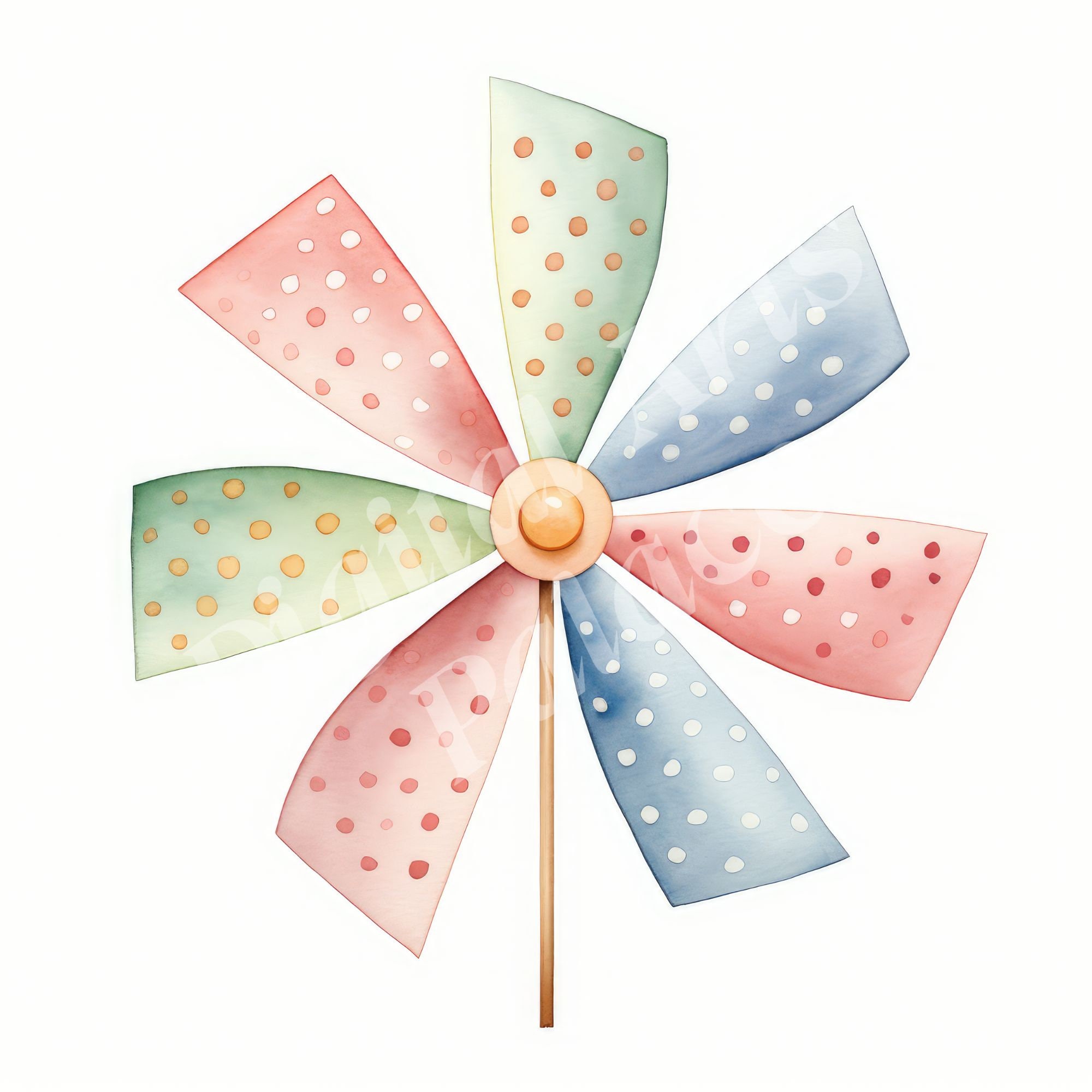 Pinwheel Clipart Bundle - Rainbow Watercolor Pinwheel Clipart - Jpgs ...