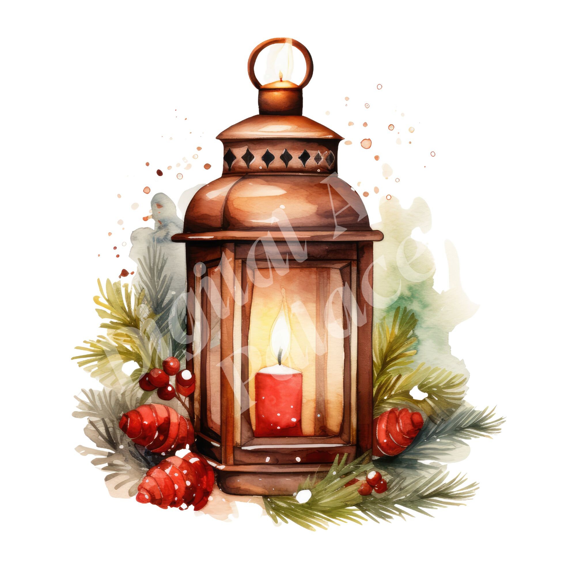 Christmas Lantern Clipart Christmas Clipart Jpgs Instant Digital 