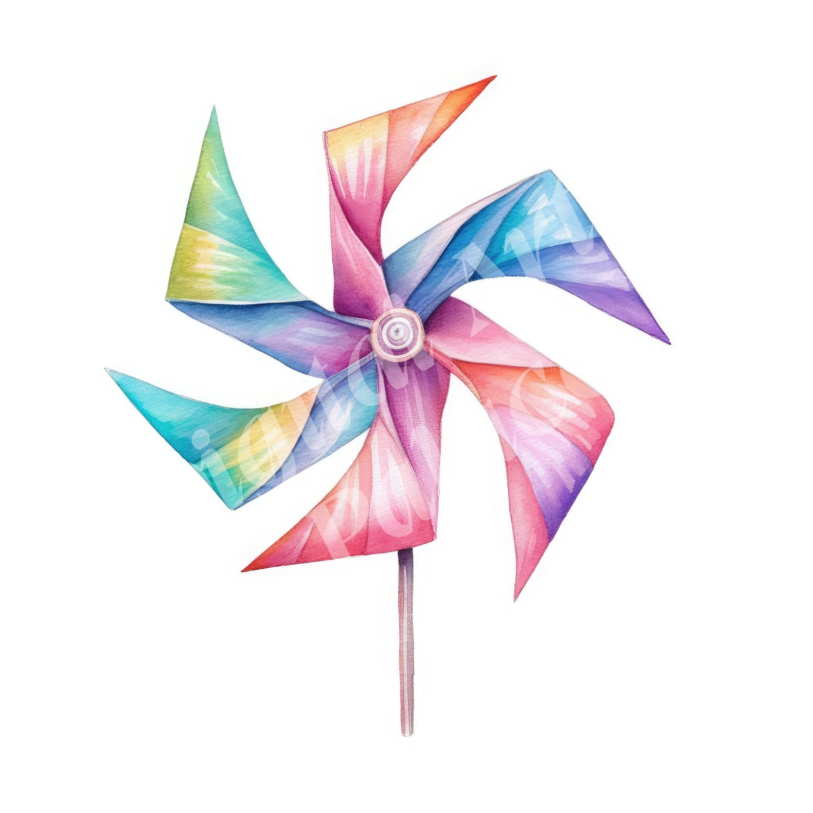Pinwheel Clipart Bundle - Rainbow Watercolor Pinwheel Clipart - Jpgs ...