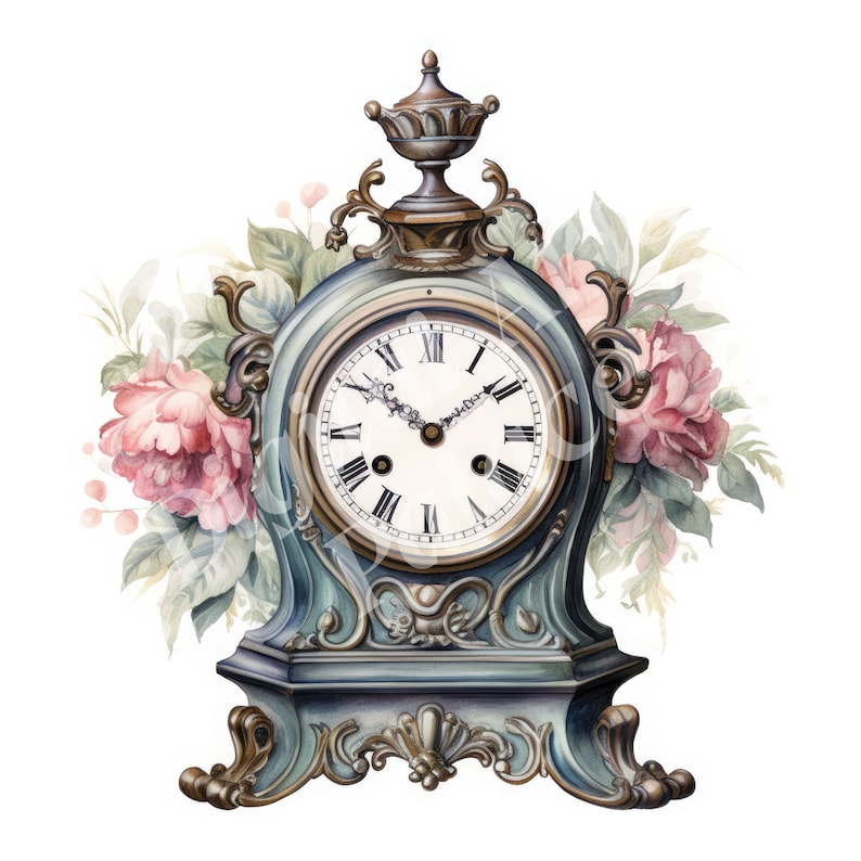 Vintage Clock Clipart, Antique Clock Clipart, Jpgs, Instant Digital ...