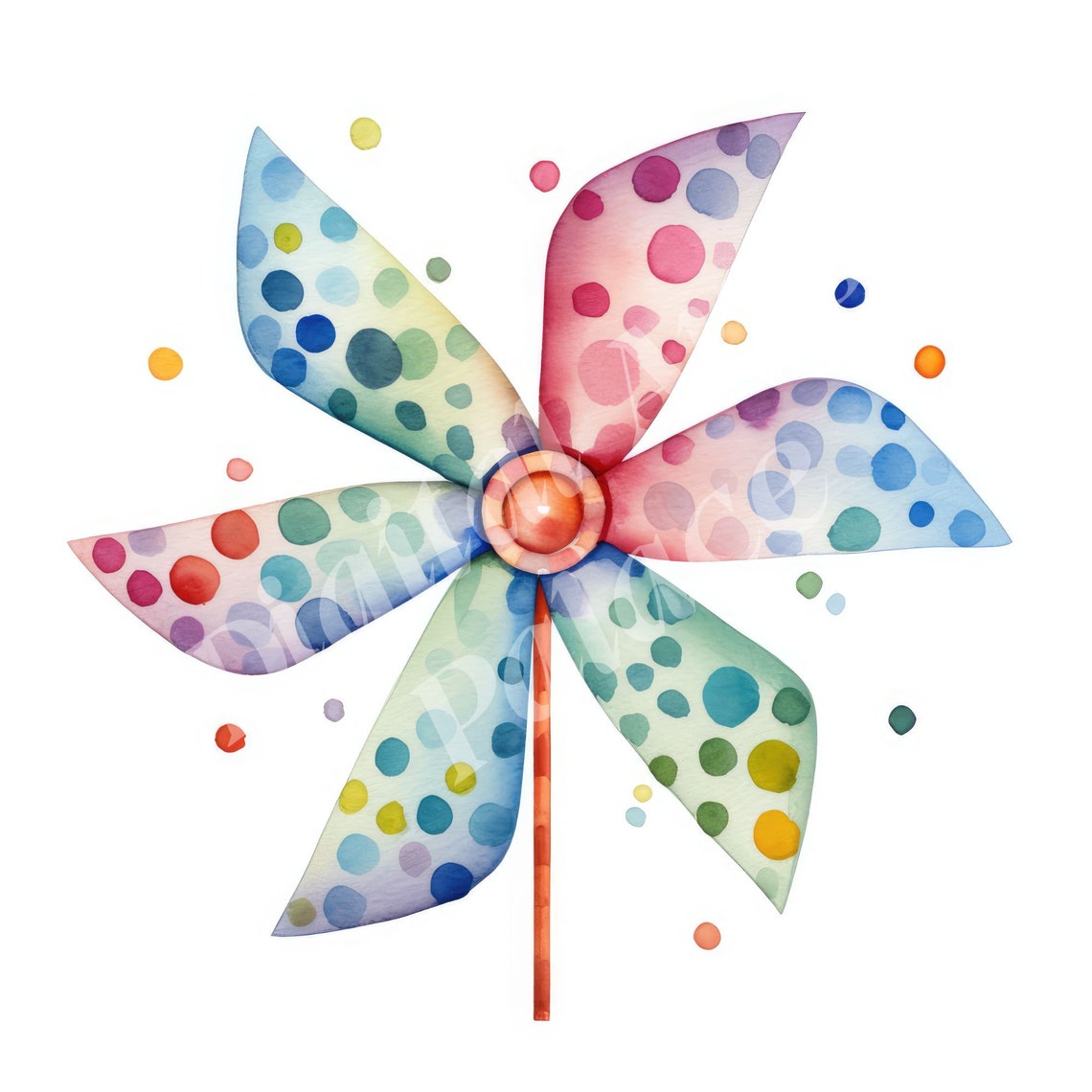 Pinwheel Clipart Bundle - Rainbow Watercolor Pinwheel Clipart - Jpgs ...