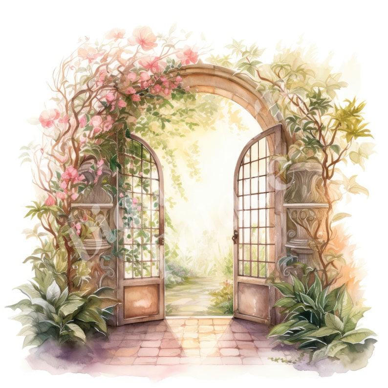 Secret Garden Door Clipart, Door Clipart, Jpgs, Instant Digital ...