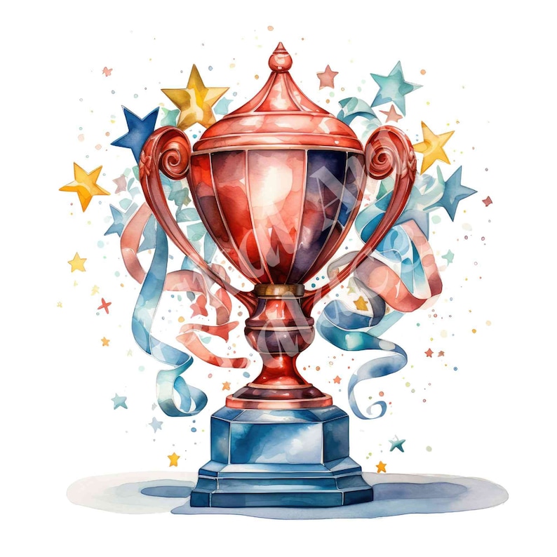 Trophy Clipart, Watercolor Award Clipart, Jpgs, Instant Digital ...