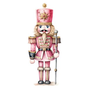Clipart de quebra-nozes rosa, clipart de quebra-nozes de Natal, JPGs, download digital instantâneo, arte de parede para impressão, planejador digital, criação de cartões