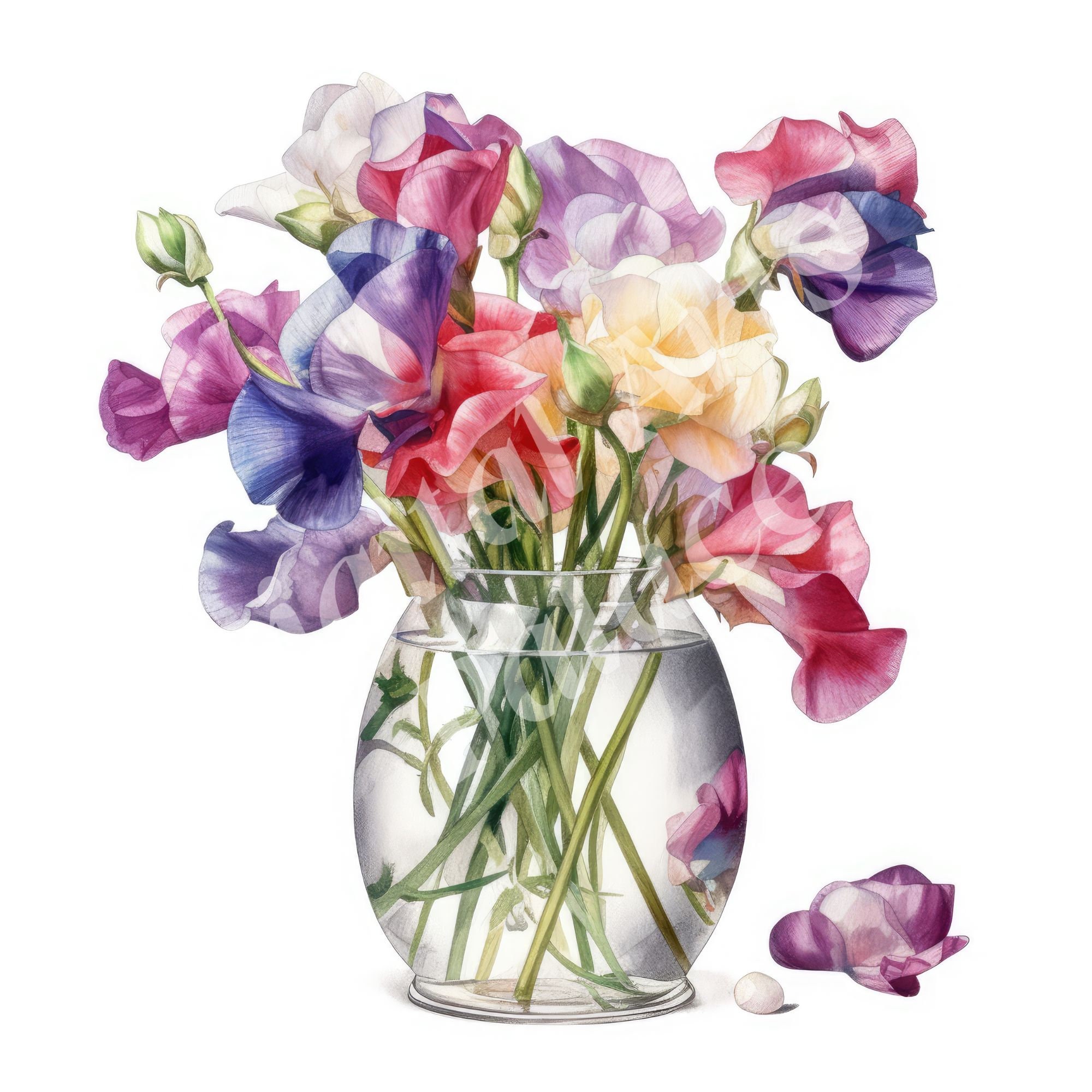 Sweet Peas Clipart, April Birth Flower Clipart, Pngs, Instant Digital ...