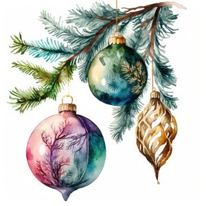 Christmas Baubles Clipart, Christmas Ornament Clipart, JPGs, Instant Digital Download, Printable Wall Art, Digital Planner, Card Making