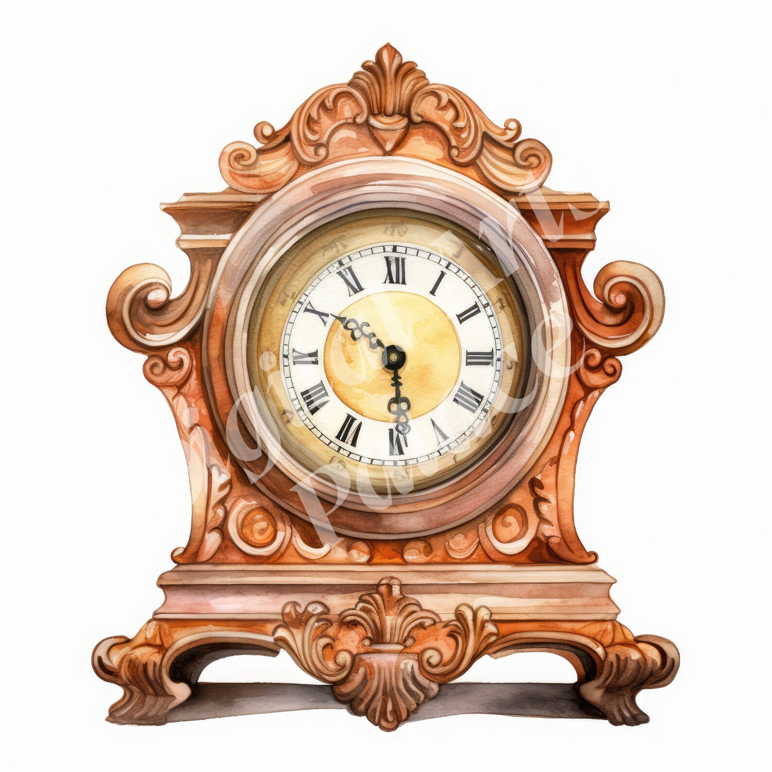 Vintage Clock Clipart, Antique Clock Clipart, Jpgs, Instant Digital ...