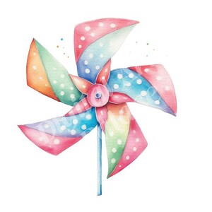 Pinwheel Clipart Bundle - Rainbow Watercolor Pinwheel Clipart - Jpgs ...