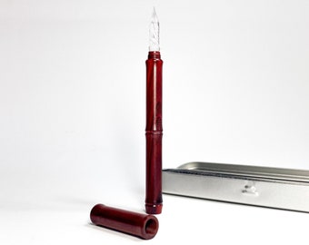 Glasfeder rot "Wooden" Aesthetic - Extra fein - Handmade Glass dip pen in red - made in Japan