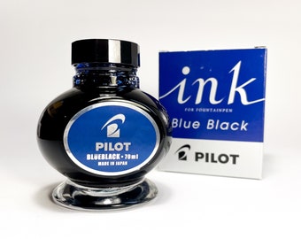 Füllhaltertinte Blau-Schwarz - Pilot, Japan import - Dokumentenechte Tinte / Wasserbeständig - Bottle 70ml oder Tintenprobe-  INK-70-BB