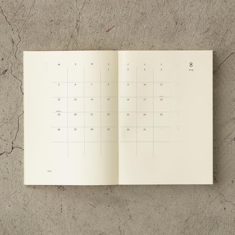 Midori MD Notebook Diary 2025, Squared, A5 Format, Monthly Calendar