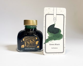 Groen Zwart Standaard Inkt van Diamine - 80 ml inktfles en 4 ml inktmonster