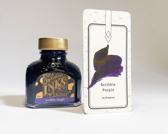 Scribble Purple Diamine Sheen Ink - donkerpaars + gouden glans, inktmonster en inktpotje - Exclusief voor de Duitse markt