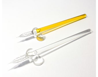 Glass pen / glass dip pen - Sekisei Straw in yellow and transparent
