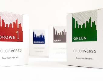 Colorverse  Standard Tinte für Füllhalter - Office series - Green, Blau-schwarz, Braun, Grau - Made in Korea