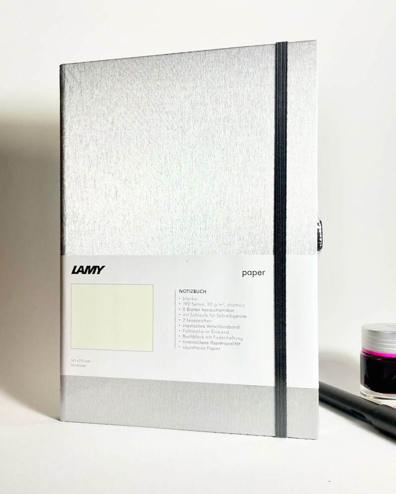 Lamy Notebook A5 Hardcover Silver Metal Look Premium Notebook Fountain