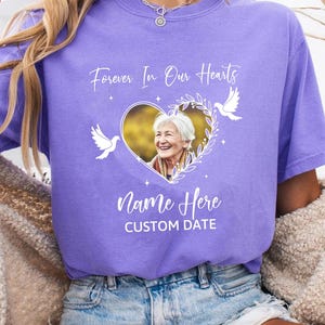 Personalized Forever In Our Hearts Memorial Photo Shirt, Custom Memorial Picture, Funeral Matching Tee Loving Memory Shirt Shirt for Funeral