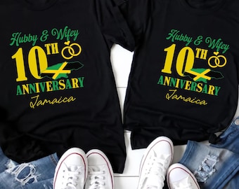 Personalized Anniversary Jamaica Shirt, Custom Anniversary Couple Shirts, Couple Matching Jamaica T-Shirt, Anniversary Beach Trip Shirt