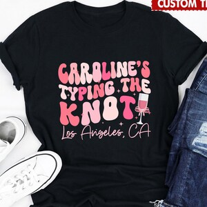 Personalized Im Tying The Knot Bachelorette Tshirts, Retro Coquette Bow Bachelorette Party Shirts, Coquette Bow Bach Crew