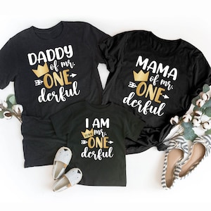 Personalized Onederful Birthday Shirt, Custom Gold Crown Onederful&#39;s Mommy, Onederful&#39;s Daddy, I Am Mr Onederful, Mr Onederful 1st Birthday