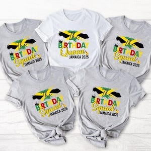 Personalized Jamaica Bday Queen Shirt, The Birthday Squad Jamaica 2025 T-Shirt, Jamaica Travel Shirt Girls Jamaica Trip Queen Birthday Party