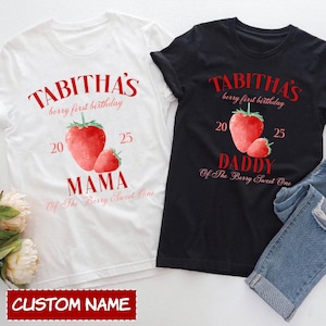 Personalized Berry First Birthday Family Shirt, 1st Bday Mom Dad Berry Tshirt, Strawberry Mama Dada Matching Tee, Berry Birthday Party Shirt