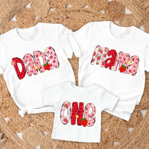 Personalized Mom and Dad Berry First Birthday Strawberry Shirt, Strawberry Theme 1st Birthday Party Tee, Sweet One Family Shirts