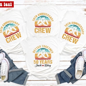 Personalized Celebrating Anniversary Crew Shirt, Custom 50th Anniversary T-shirts, Matching Couples Tee, Wedding Anniversary Shirt