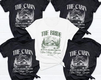 Personalized Camp Bachelorette Party Shirts, The Cabin Crew Hikinng Bridal Party Shirt, Mountain Bride Shirts, Camp Themed Bach Party