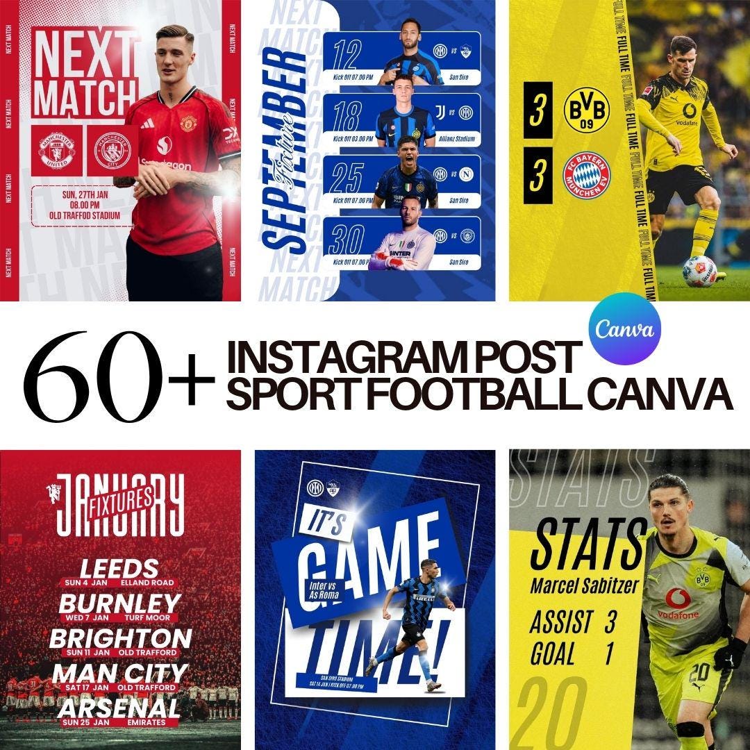 Football Bio Example 60+ Football Instagram Templates | Sports Social Media Pack (digital ...