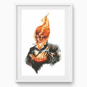 Ghostrider - ORIGINAL FINE ART - Gods and monsters series 2 - Guache on Bristol, 11 x 17 inches.