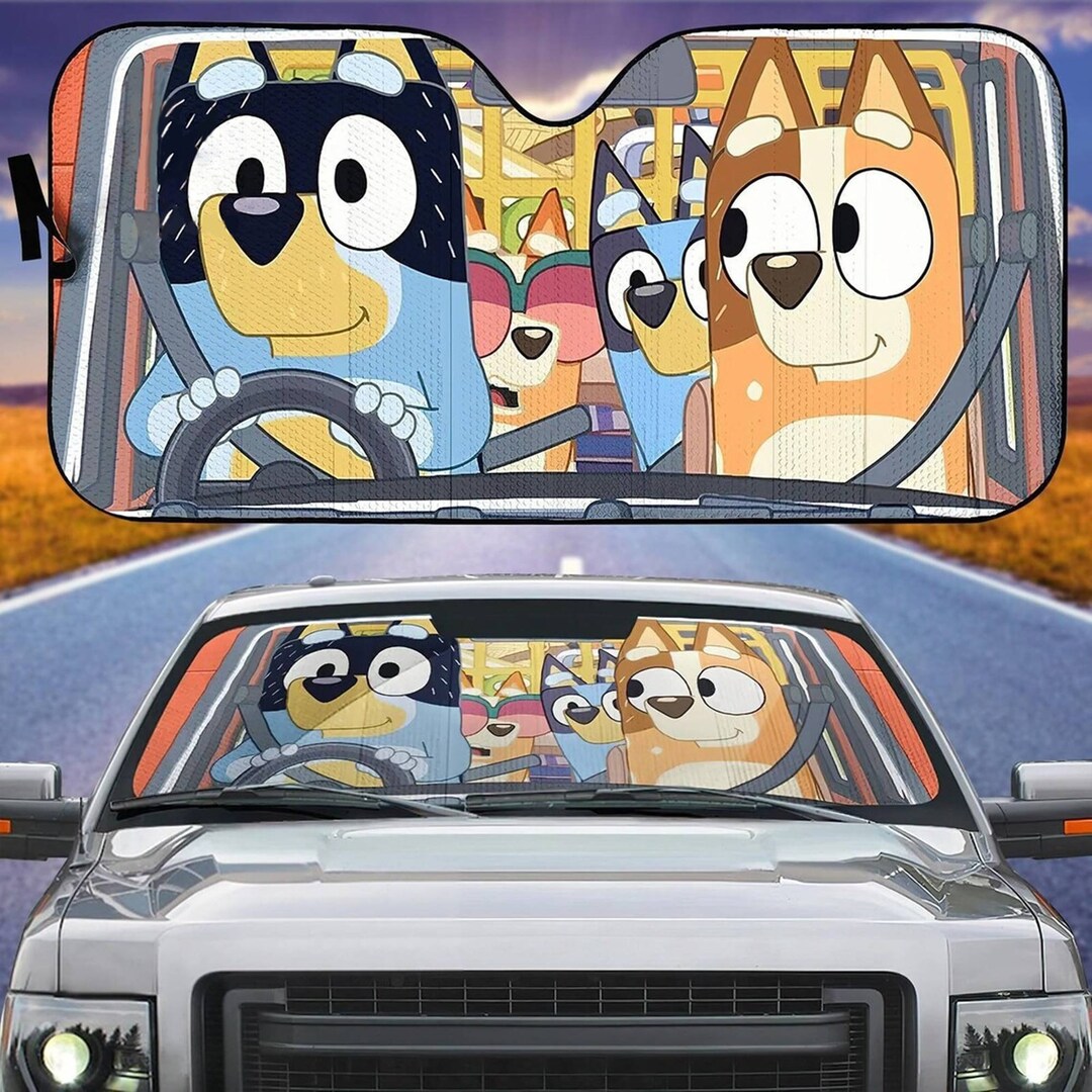 Bluey Car Sun Shade Bluey and Bingo Muffin Heeler Bandit - Etsy