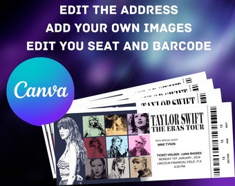Premium Eras Tour Ticket Taylor Swift Eras Tour Ticket Canva Template Eras Tour Ticket Keepsake Printable Event Ticket Taylor Swift Merch