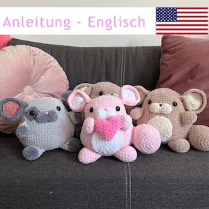 Crochet pattern, amigurumi, instructions, pattern, pattern, squishel, chinchilla, ENGLISH, English