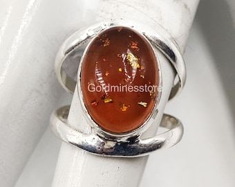 Amber Ring, Handmade Ring, Gemstone Ring, 925 Sterling Silver Ring, Dainty Ring, Gift for her, Pretty Ring, Beautiful Ring, Amber Jewelry