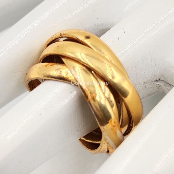 5-Rollen-Ring, Multi-Band-Ringe und 24-Karat-vergoldeter Ring, Gelbgold-Ring, 925er Sterlingsilber, ineinandergreifender Ring, Statement-Ring, Bandring