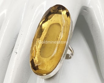 Natural Citrine Ring, Gemstone Ring, Solid 925 Sterling Silver Ring, Teardrop Citrine Ring, Promise Ring, Handmade Ring, Bridesmaid Ring