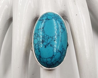 Turquoise Stone Ring, 925 Sterling Silver Ring,Statement Ring, Beth Dutton Inspired Ring,Handmade Ring, Women Ring, Worry Ring, Gift for her