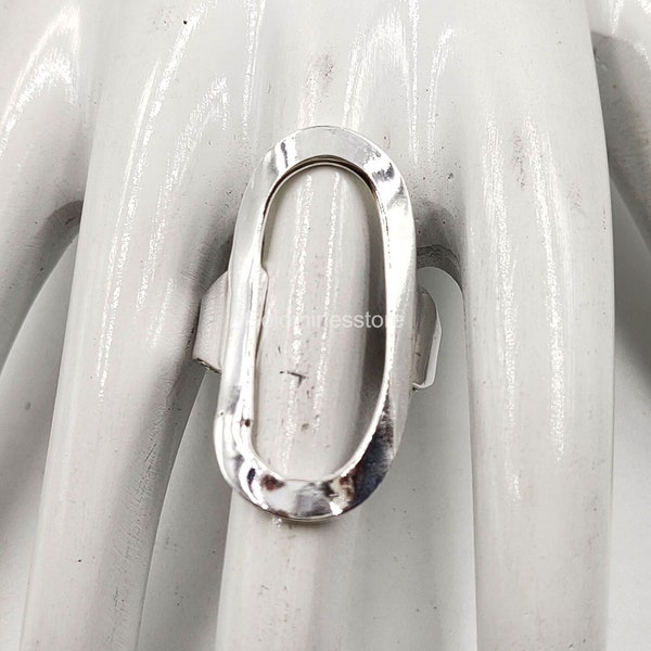 Solid Silver Ring, 925 Sterling Silver Ring, Full Finger Ring, Simple Ring, Handmade Ring, Long Statement Ring, Full Finger Ring, Midi Ring