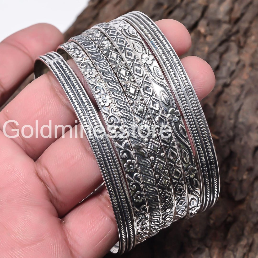 Solid 925 Sterling Silver Bangles,set of 7 Designer Bangles, Silver Bracelet,set of 7 Day Bangles, Stacking Bangle,women Bangle,gift Jewelry - Etsy Solid 925 Sterling Silver Bangles,set of 7 Designer Bangles, Silver Bracelet,set of 7 Day Bangles, Stacking Bangle,women Bangle,gift Jewelry - Etsy