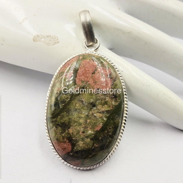 Natural Unakite Jasper Pendant, 925 Silver Pendant, Silver Necklace Pendant, Jasper Stone, Silver Jewelry, Women Pendant, Gift Pendant