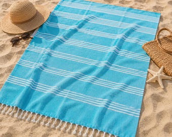 Turkish Cotton Beach Towel: Lightweight Peshtemal, Eco-Friendly