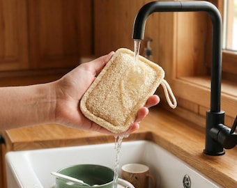 Natural Loofah Dish Sponge: Eco-Friendly Kitchen Cleaning (13x10cm)